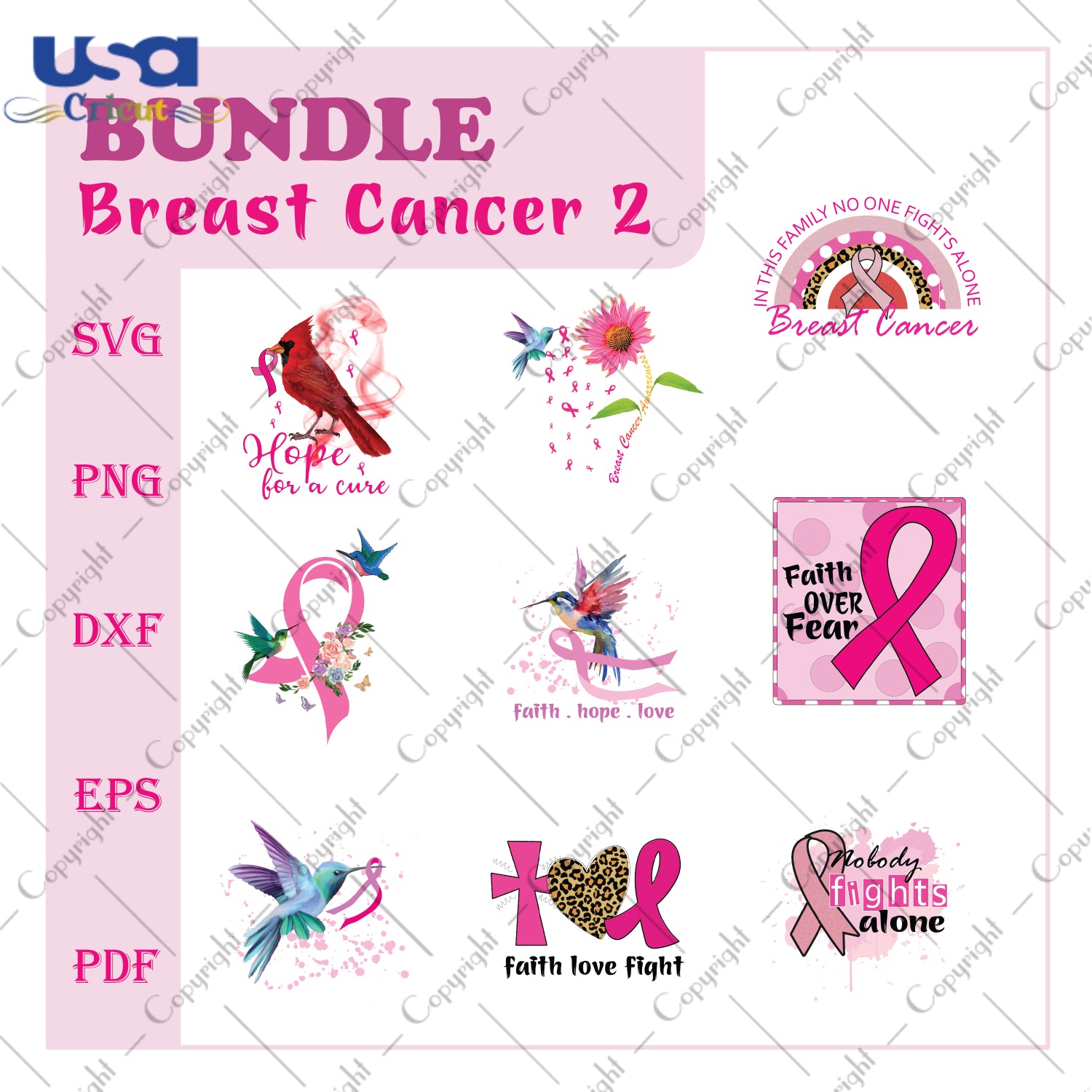 Bundle Breast Cancer Awareness Gifts, Shirt For Women Svg File Diy Crafts Svg Files For Cricut, Silhouette Sublimation Files - USA Cricut