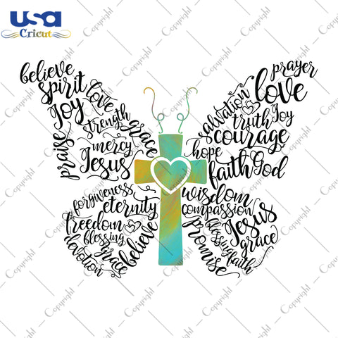 Butterfly Cross Merry Christmas Gifts, Shirt For Christmas Svg File Diy Crafts Svg Files For Cricut, Silhouette Sublimation Files - USA Cricut