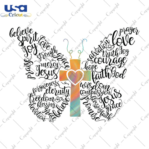 Christian Butterfly Words Christmas Gifts, Shirt For Christmas Svg File Diy Crafts Svg Files For Cricut, Silhouette Sublimation Files - USA Cricut