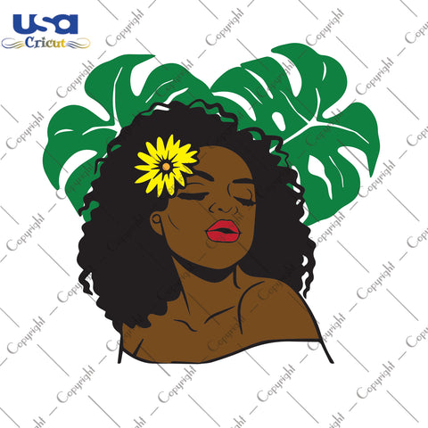 Black Girl With Tropical Leaves Gifts, Shirt For Black Girl Svg File Diy Crafts Svg Files For Cricut, Silhouette Sublimation Files - USA Cricut