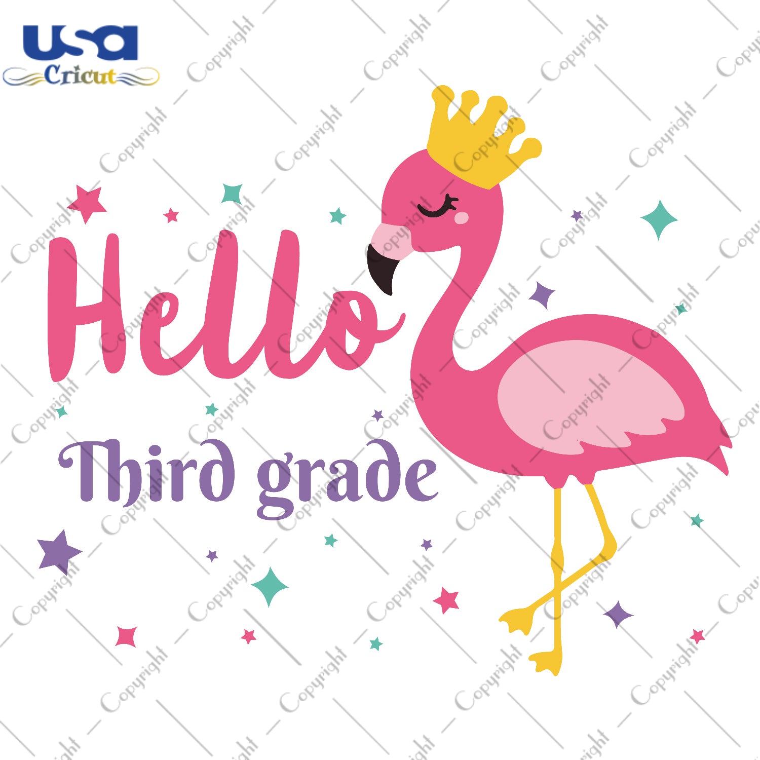 Hello Third Grade Flamingo Back To School Gifts, Shirt For Kids Svg File Diy Crafts Svg Files For Cricut, Silhouette Sublimation Files - USA Cricut