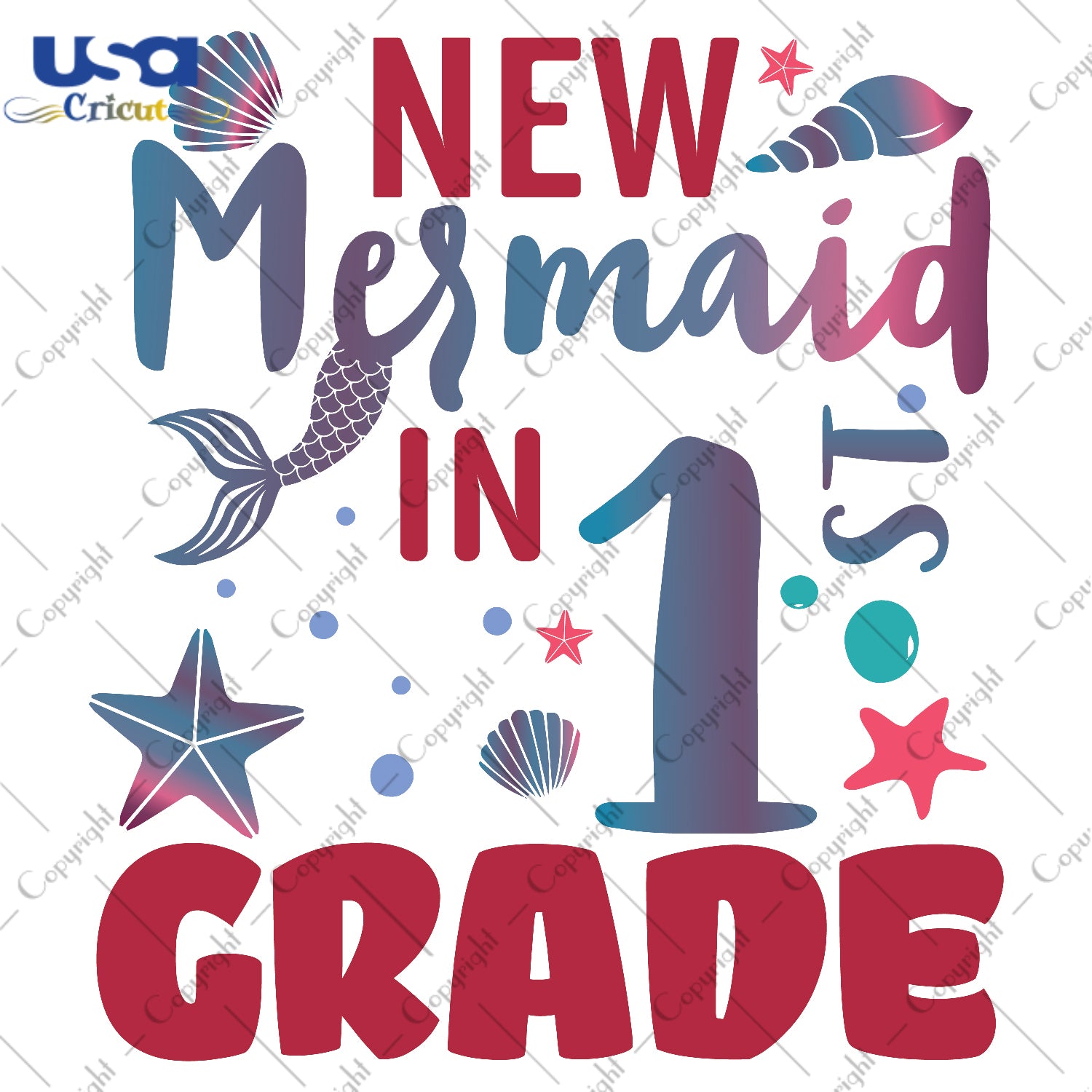 New Mermaid In 1st Grade Back To School Gifts, Shirt For Kids Svg File Diy Crafts Svg Files For Cricut, Silhouette Sublimation Files - USA Cricut