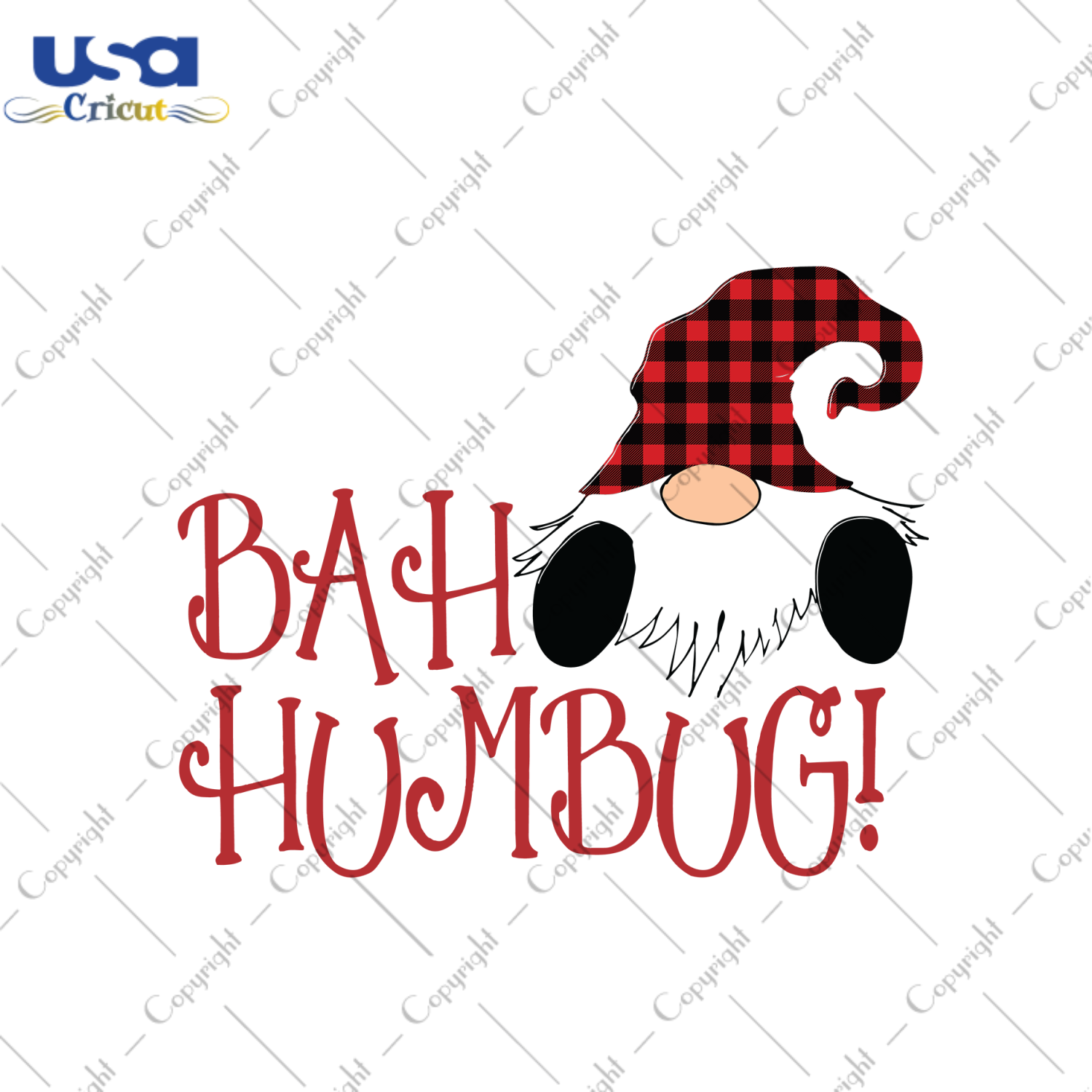 Bah Hum Bug Gnome, Christmas Svg, Gnome Svg, Christmas Gnome, Gnome Red Plaid Svg, Red Plaid Svg, Christmas Quote Svg, Christmas Saying Svg, Funny Saying Svg, Bah Hum Bug Svg, Bah Hum Bug Des