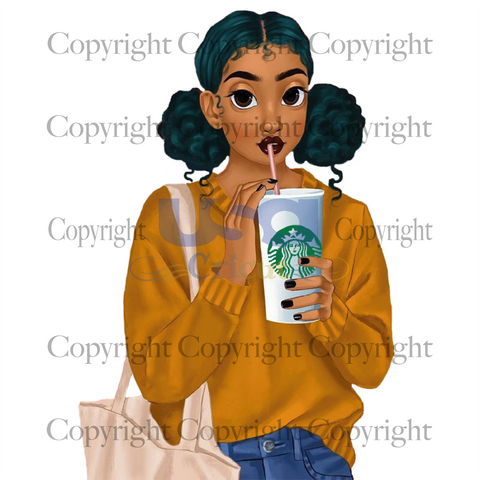 Black Girl Starbucks Coffee, Black Girl Svg, SVG files for cricut Instant Download Version - USA Cricut