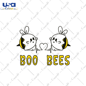 Boo Bees heart, Halloween Svg, Halloween Gift, Halloween Shirt, Halloween Day, Gift For Halloween, Boo Bees Svg, Ghost Svg, Cute Ghost, Funny Ghost, Bee Ghost, Bee Svg, Cute Bee - USA Cricut