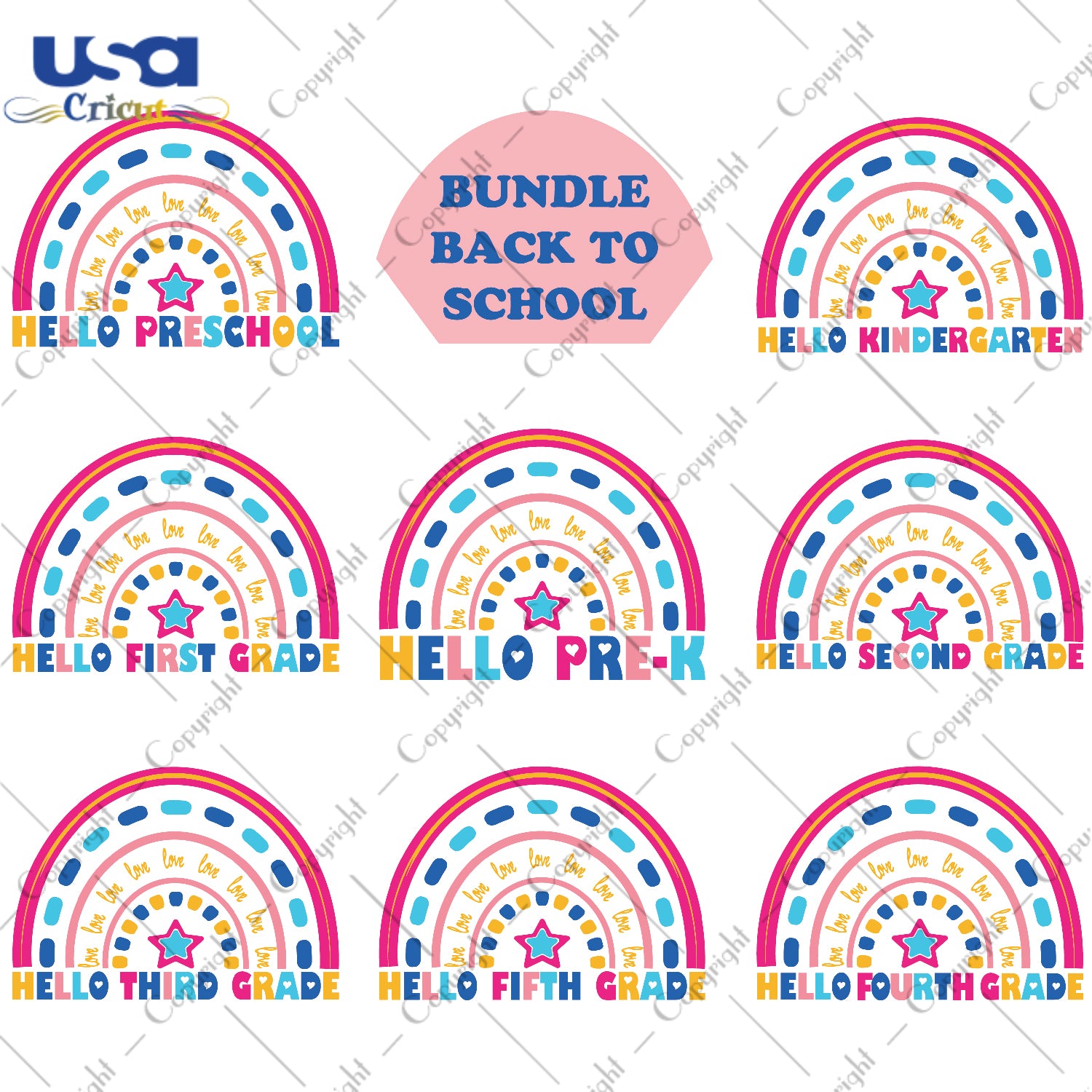 Hello School Bundle Back To School Gifts, Shirt For Kids Svg File Diy Crafts Svg Files For Cricut, Silhouette Sublimation Files - USA Cricut