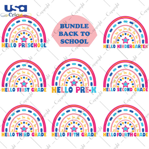 Hello School Bundle Back To School Gifts, Shirt For Kids Svg File Diy Crafts Svg Files For Cricut, Silhouette Sublimation Files - USA Cricut