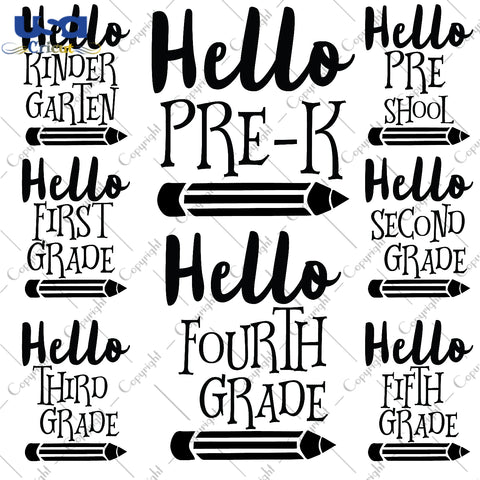 Hello School Bundle Back To School Gifts, Shirt For Kids Svg File Diy Crafts Svg Files For Cricut, Silhouette Sublimation Files - USA Cricut