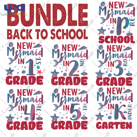 New Mermaid In School Bundle Back To School Gifts, Shirt For Kids Svg File Diy Crafts Svg Files For Cricut, Silhouette Sublimation Files - USA Cricut