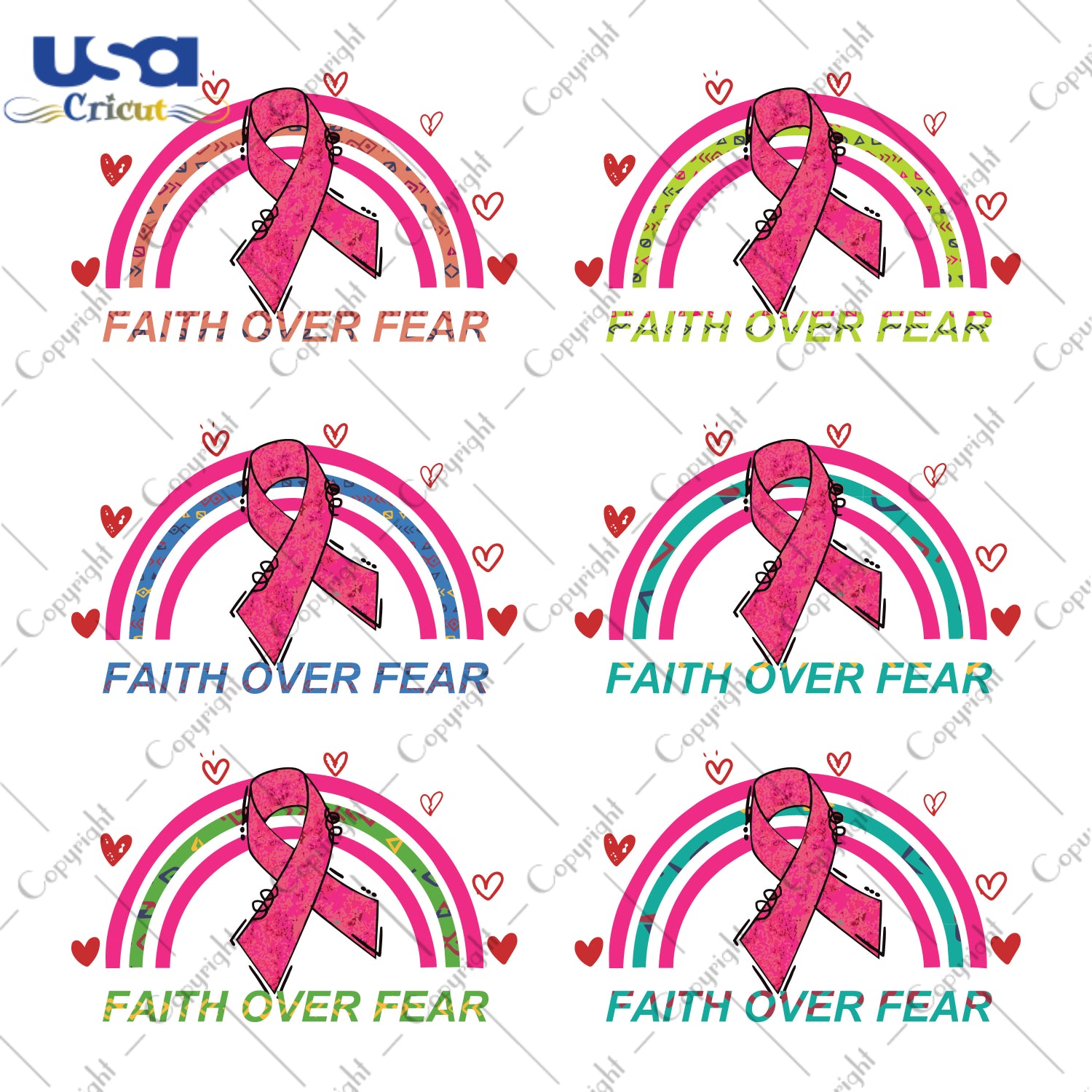 Bundle Faith Over Fear Breast Cancer Gifts, Shirt For Women Svg File Diy Crafts Svg Files For Cricut, Silhouette Sublimation Files - USA Cricut