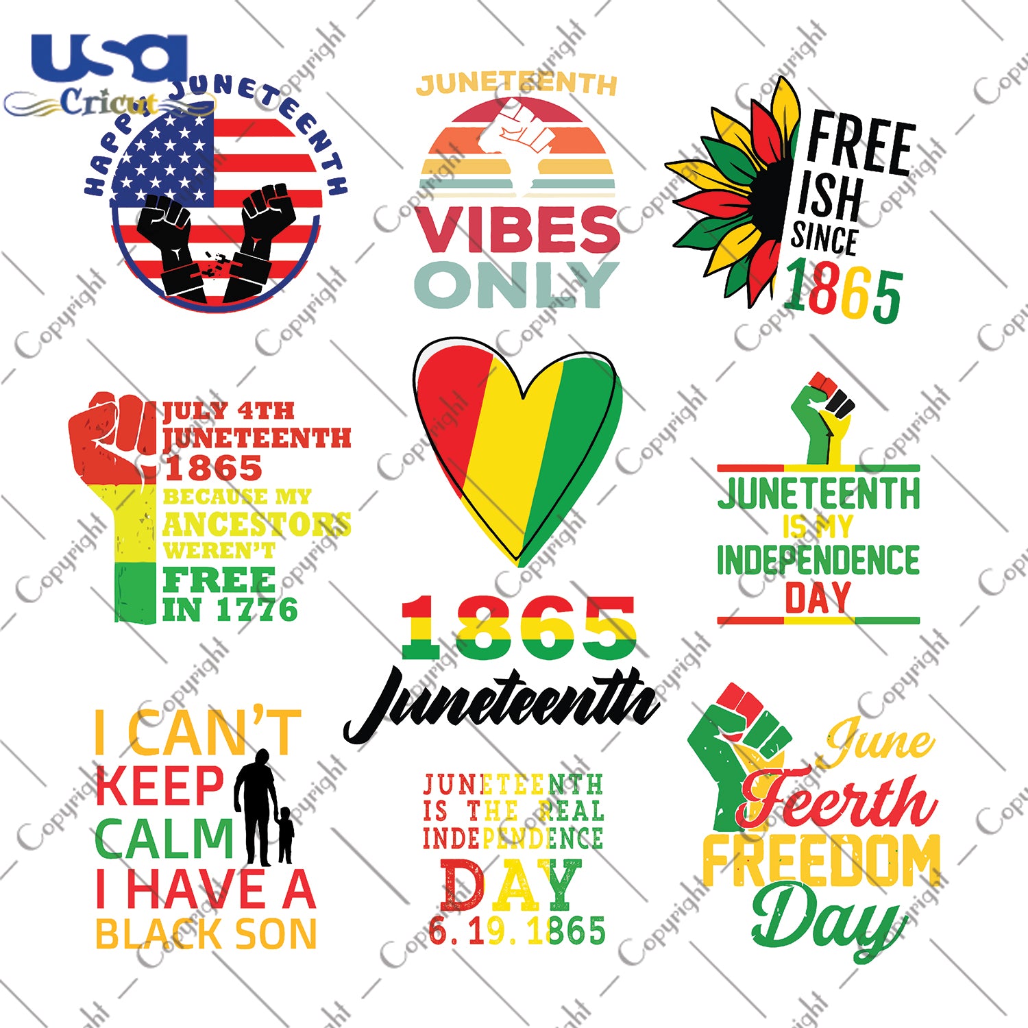 Bundle Juneteenth Svg, Independence Day, Juneteenth Svg,  Since 1865, 19th Of June, Junteenth SVG files for cricut Instant Download Version - USA Cricut