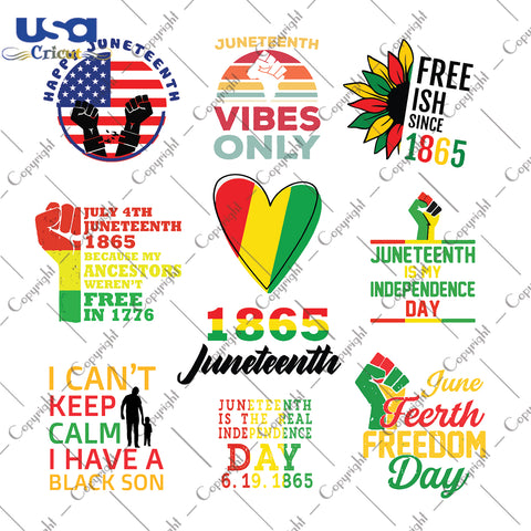 Bundle Juneteenth Svg, Independence Day, Juneteenth Svg,  Since 1865, 19th Of June, Junteenth SVG files for cricut Instant Download Version - USA Cricut