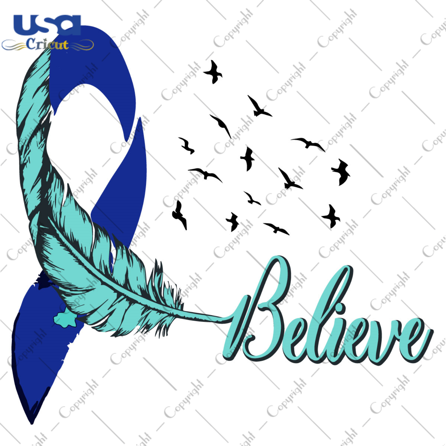 Believe Blue Ribbon Awareness Diy Crafts Svg Files For Cricut, Silhouette Sublimation Files - USA Cricut