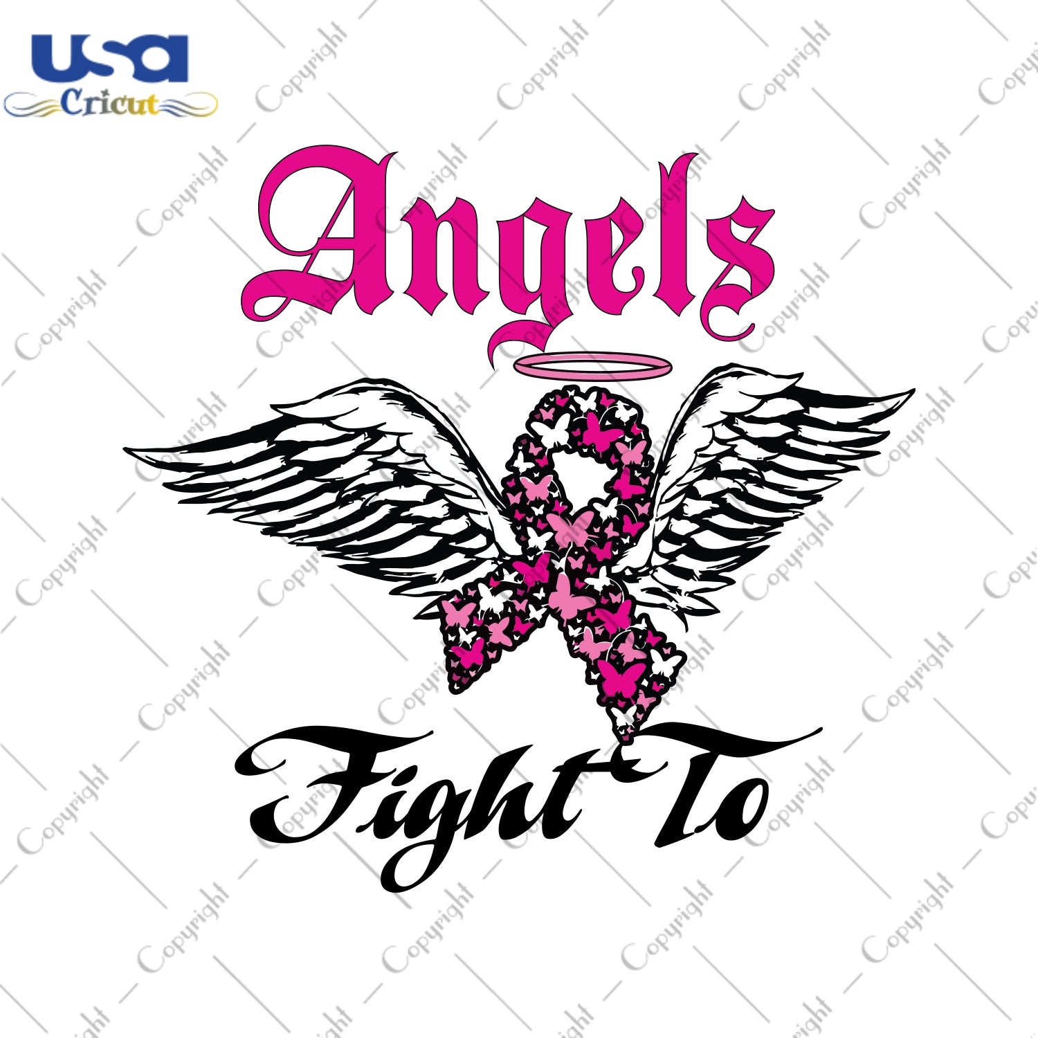 Angels Fight To Breast Cancer Gifts, Shirt For Women Svg File Diy Crafts Svg Files For Cricut, Silhouette Sublimation Files - USA Cricut