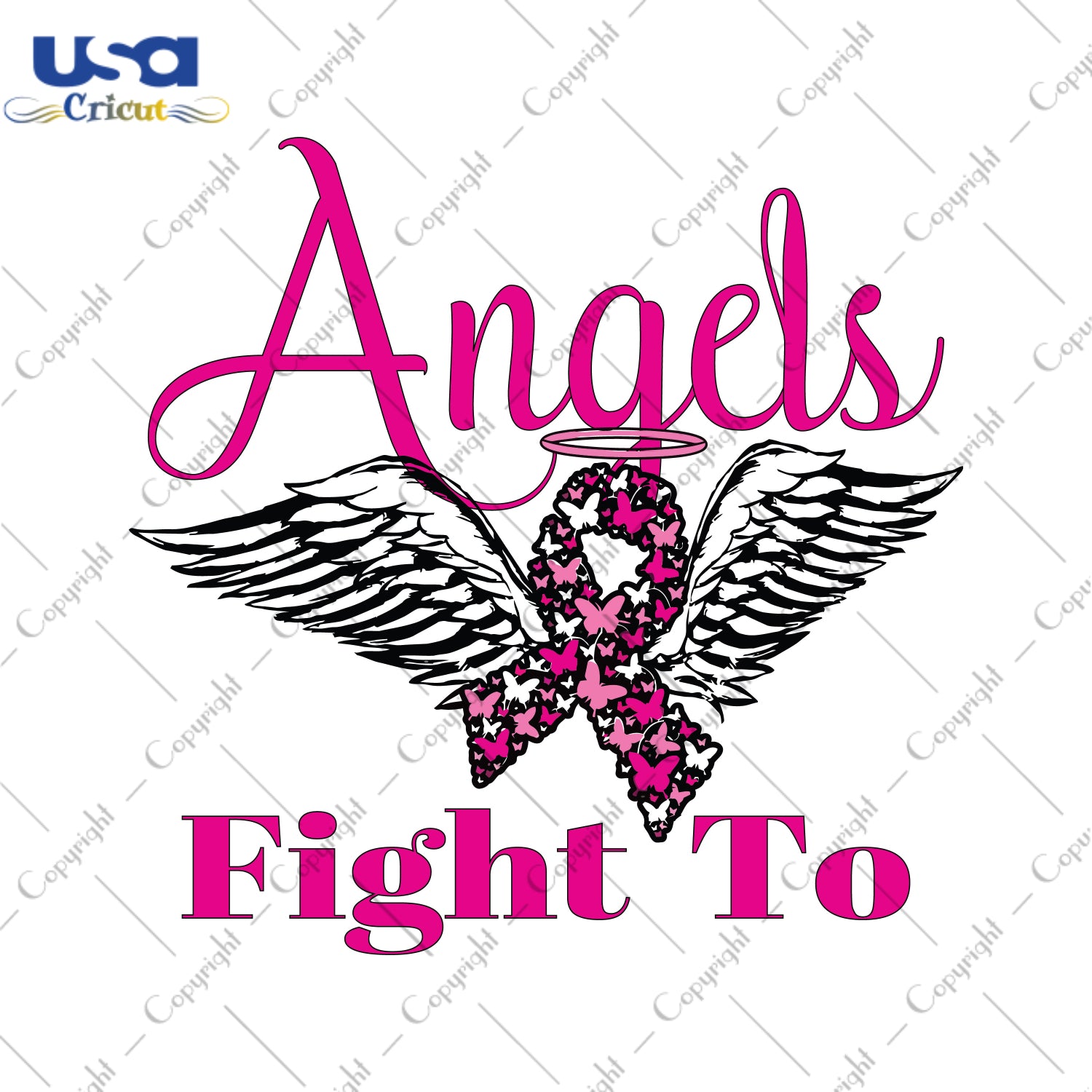 Angels Fight To Breast Cancer Pink Ribbon Gifts, Shirt For Women Svg File Diy Crafts Svg Files For Cricut, Silhouette Sublimation Files - USA Cricut