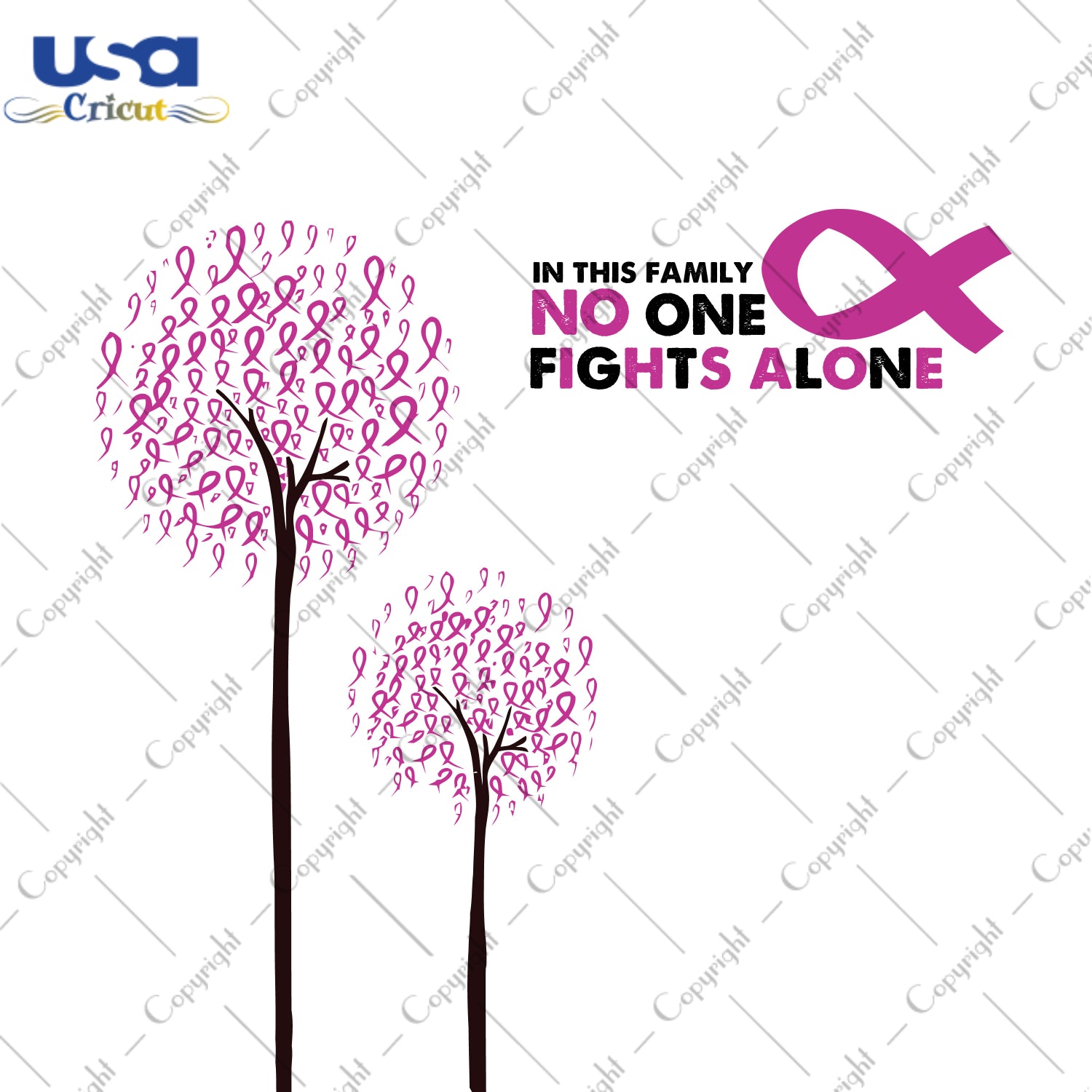 In This Family No One Fights Alone Breast Cancer Gifts, Shirt For Women Svg File Diy Crafts Svg Files For Cricut, Silhouette Sublimation Files - USA Cricut