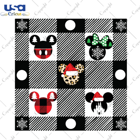 Christmas Pattern, Cartoon Black And White Plaid Diy Crafts Svg Files For Cricut, Silhouette Sublimation Files