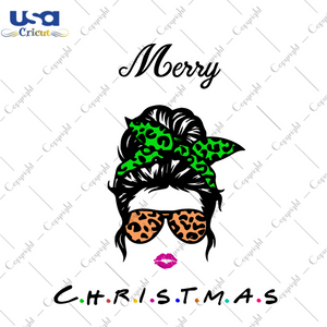 Merry Christmas, Leopard Messy Bun Christmas Diy Crafts Svg Files For Cricut, Silhouette Sublimation Files