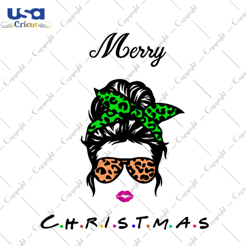 Merry Christmas, Leopard Messy Bun Christmas Diy Crafts Svg Files For Cricut, Silhouette Sublimation Files