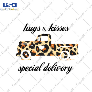 Valentine Leopard Pattern Truck Hugs And Kisses Gift Diy Crafts Svg Files For Cricut, Silhouette Sublimation Files