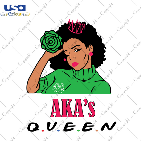 Black Aka Sorority Queen Holding Green Roses Diy Crafts Svg Files For Cricut