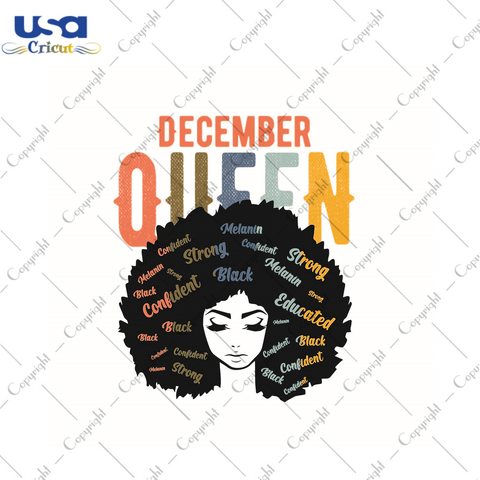 Black Queen Birthday Gift, December Queen Strong Educated Confident Diy Crafts Svg Files For Cricut, Silhouette Sublimation Files