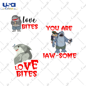 Valentine Shark Bites Bundle Gift Diy Crafts Svg Files For Cricut, Silhouette Sublimation Files