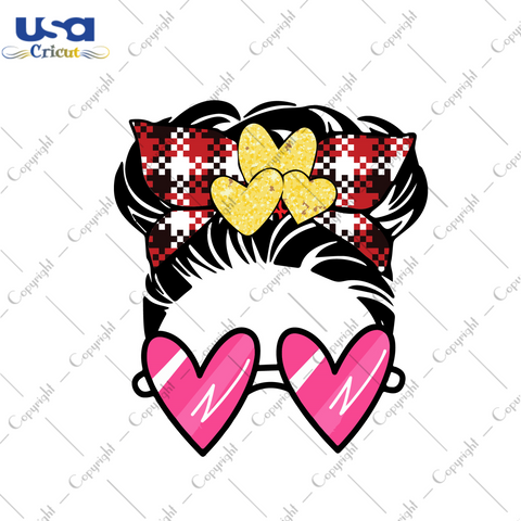 Valentine Gift Mom, Messy Bun Mom Diy Crafts Svg Files For Cricut, Silhouette Sublimation Files