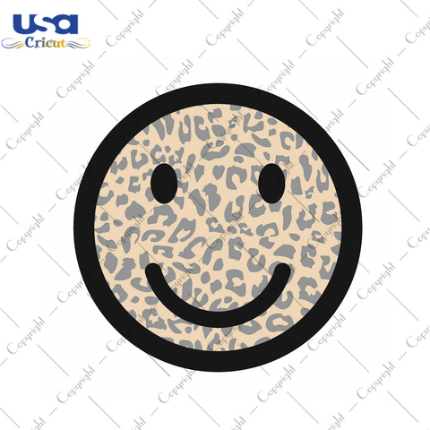 Smile Icon Leopard Pattern Print Gift Diy Crafts Svg Files For Cricut, Silhouette Sublimation Files