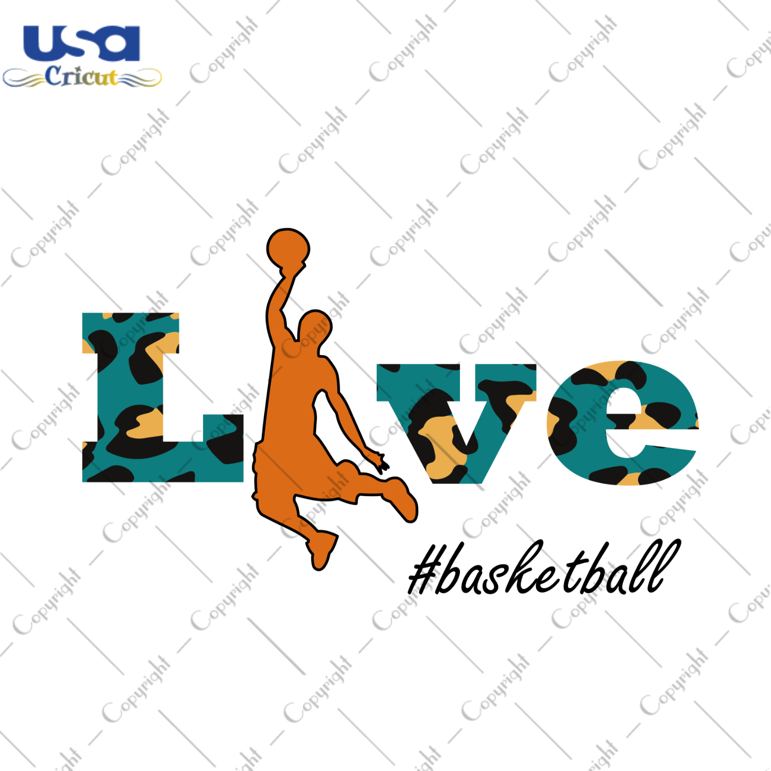 Bastketball Lover Silhouette Sublimation Files Leopard pattern Svg Cricut