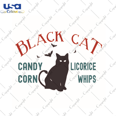 Black Cat Candy Corn Licorice Whips Halloween Cat Gift Diy Crafts Svg Files For Cricut, Silhouette Sublimation Files