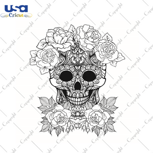 Skull Roses SVG Silhouette Diy Crafts Svg Files For Cricut, Silhouette Sublimation Files