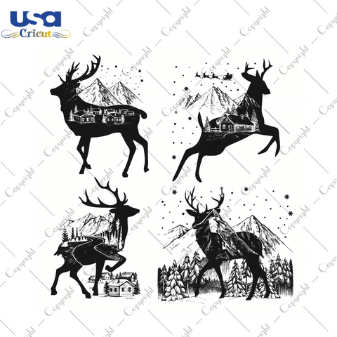 Mountain Deer SVG Bundle Silhouette Diy Crafts Svg Files For Cricut, Silhouette Sublimation Files