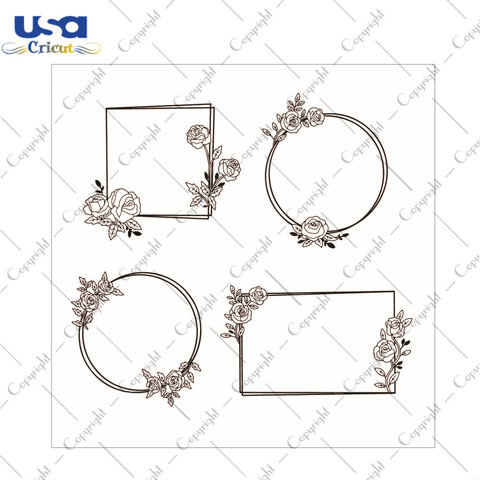 Floral Wedding Wreaths Silhouette SVG Bundle Diy Crafts Svg Files For Cricut, Silhouette Sublimation Files