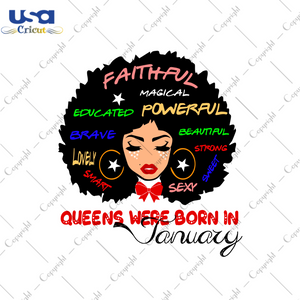 Afro Queens Were Born In January Diy Crafts Svg Files For Cricut, Silhouette Sublimation Files