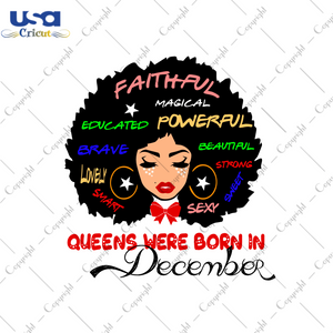 Afro Queens Were Born In December Diy Crafts Svg Files For Cricut, Silhouette Sublimation Files