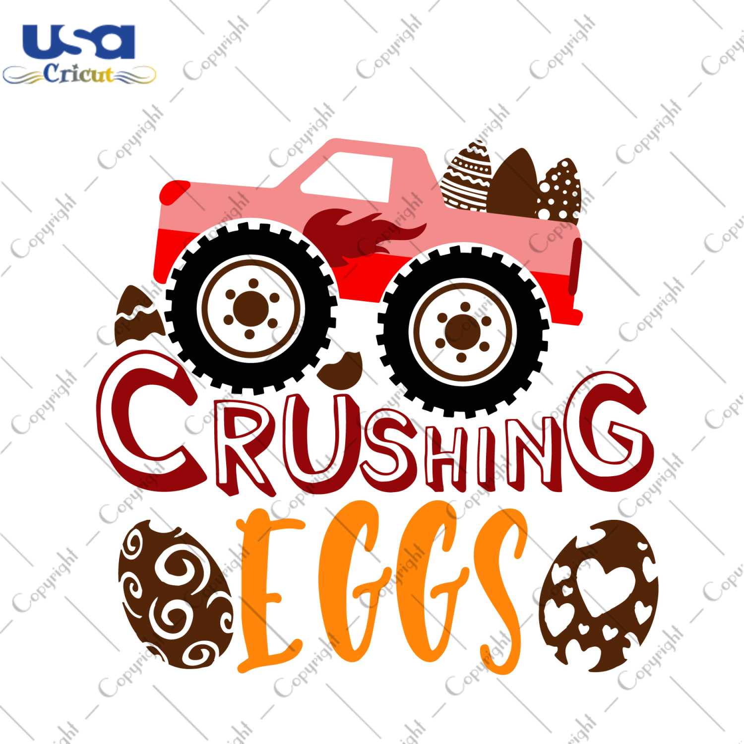 Easter 2022 Monster Truck Crushing Eggs Diy Crafts Svg Files For Cricut, Silhouette Sublimation Files