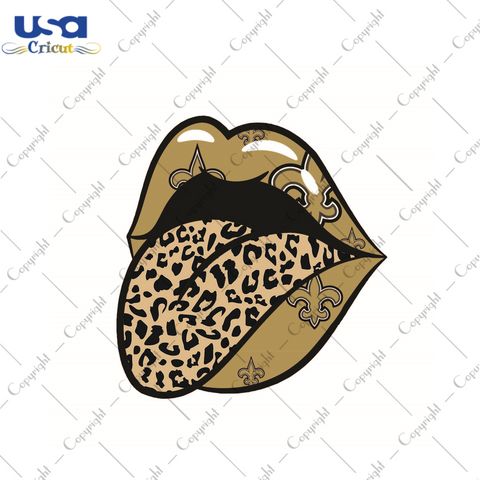 American Football, Saints Glossy Lips With Leopard Plaid Tongue Diy Crafts Svg Files For Cricut, Silhouette Sublimation Files