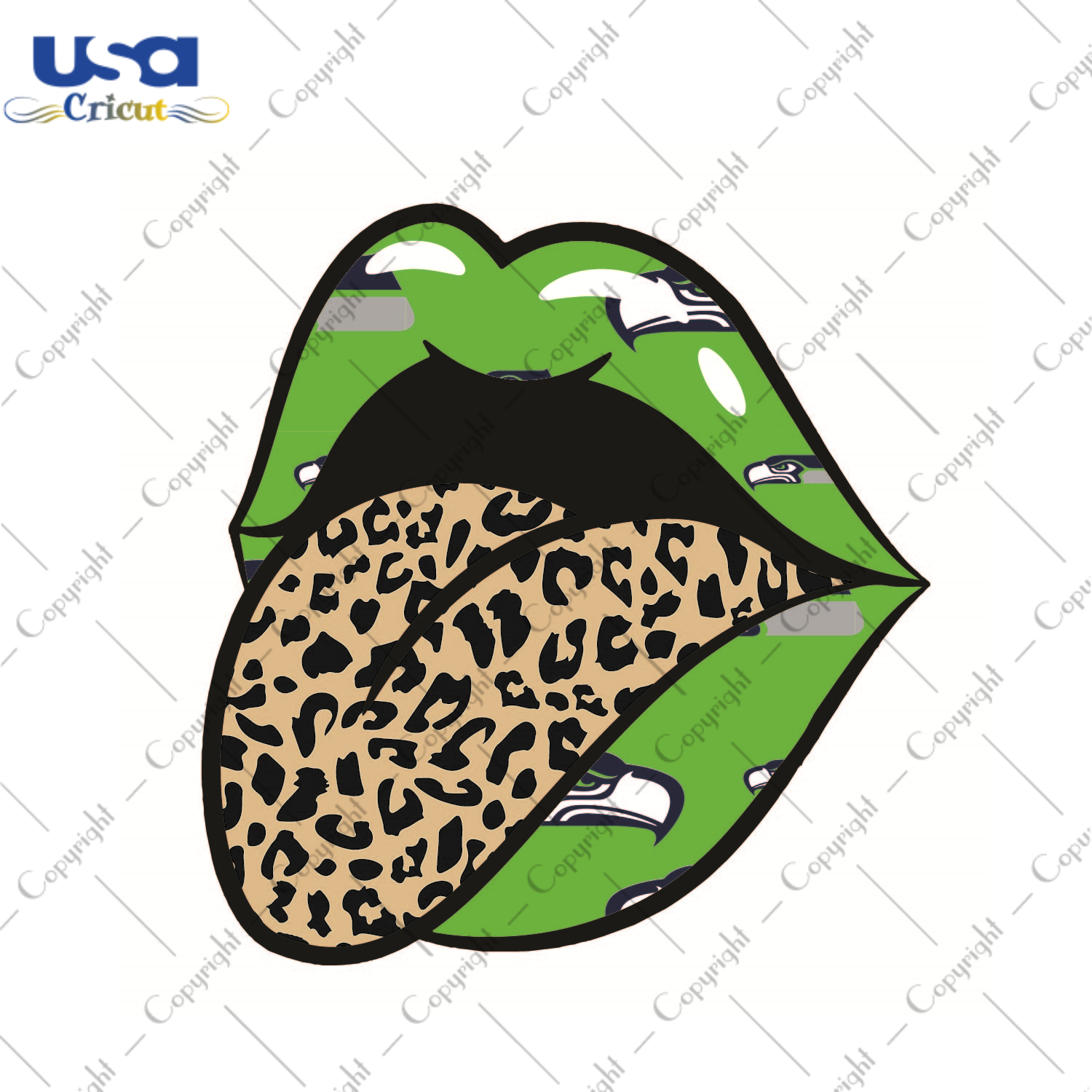 American Football, Seahawks Glossy Lips With Leopard Plaid Tongue Diy Crafts Svg Files For Cricut, Silhouette Sublimation Files