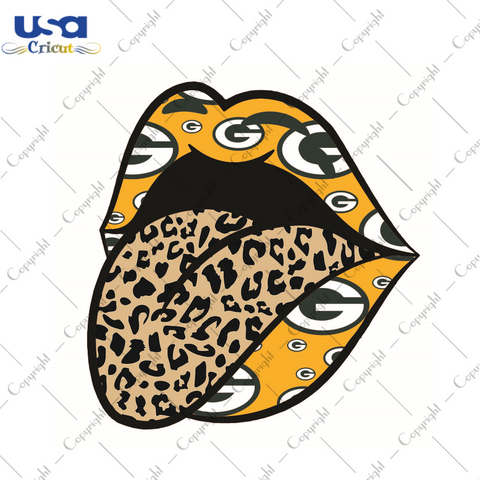 American Football, Packers Glossy Lips With Leopard Plaid Tongue Diy Crafts Svg Files For Cricut, Silhouette Sublimation Files