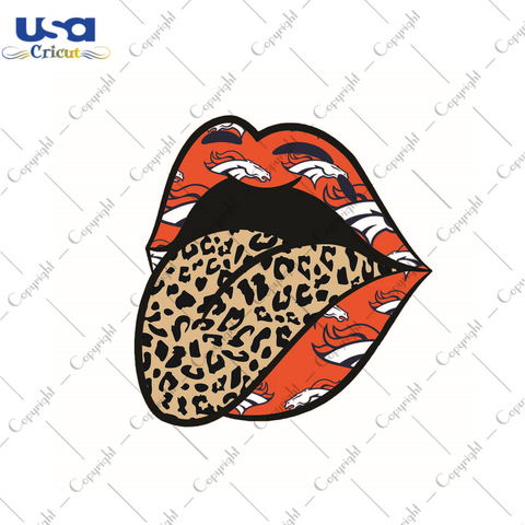 American Football, Broncos Glossy Lips With Leopard Plaid Tongue Diy Crafts Svg Files For Cricut, Silhouette Sublimation Files