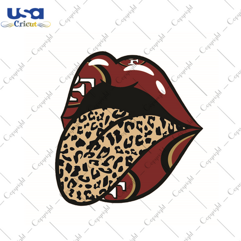 American Football, 49ers Glossy Lips With Leopard Plaid Tongue Diy Crafts Svg Files For Cricut, Silhouette Sublimation Files