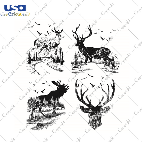 Forest Deer SVG Bundle Silhouette Diy Crafts Svg Files For Cricut, Silhouette Sublimation Files