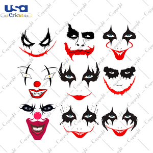 Halloween 2021 Scary Clown Faces Bundle Diy Crafts Svg Files For Cricut, Silhouette Sublimation Files