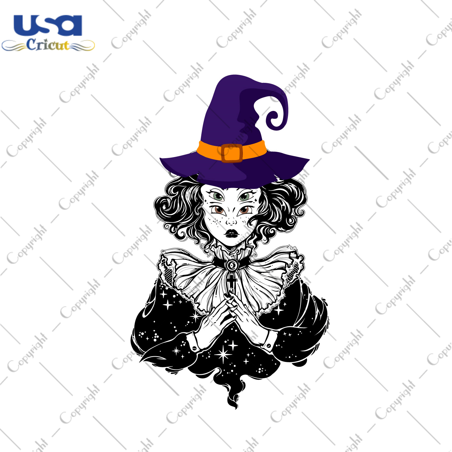 Halloween 2021 Gothic Witch Girl Curly Hair Four Eyes Diy Crafts Svg Files For Cricut, Silhouette Sublimation Files