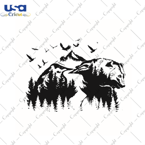 Bear Mountain Silhouette Gift Diy Crafts Svg Files For Cricut, Silhouette Sublimation Files