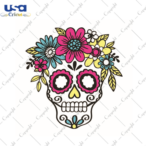 Floral Sugar Skull SVG Silhouette Diy Crafts Svg Files For Cricut, Silhouette Sublimation Files