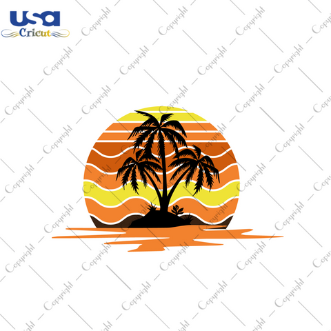 Island Coconut Trees Sunset Pattern Gifts Ideas Diy Crafts Svg Files For Cricut, Silhouette Sublimation Files