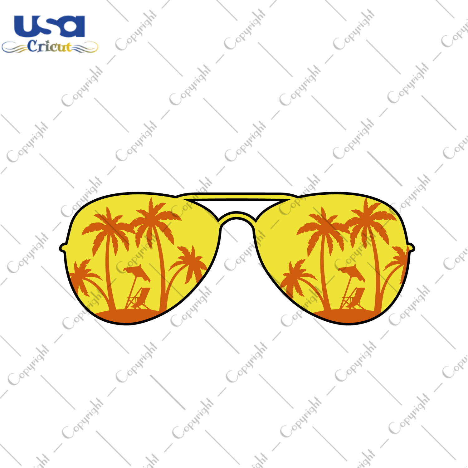 Tropical Island Vector Sunglasses Diy Crafts Svg Files For Cricut, Silhouette Sublimation Files