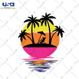 Island Coconut With Beach Chair And Umbrella Vector Diy Crafts Svg Files For Cricut, Silhouette Sublimation Files